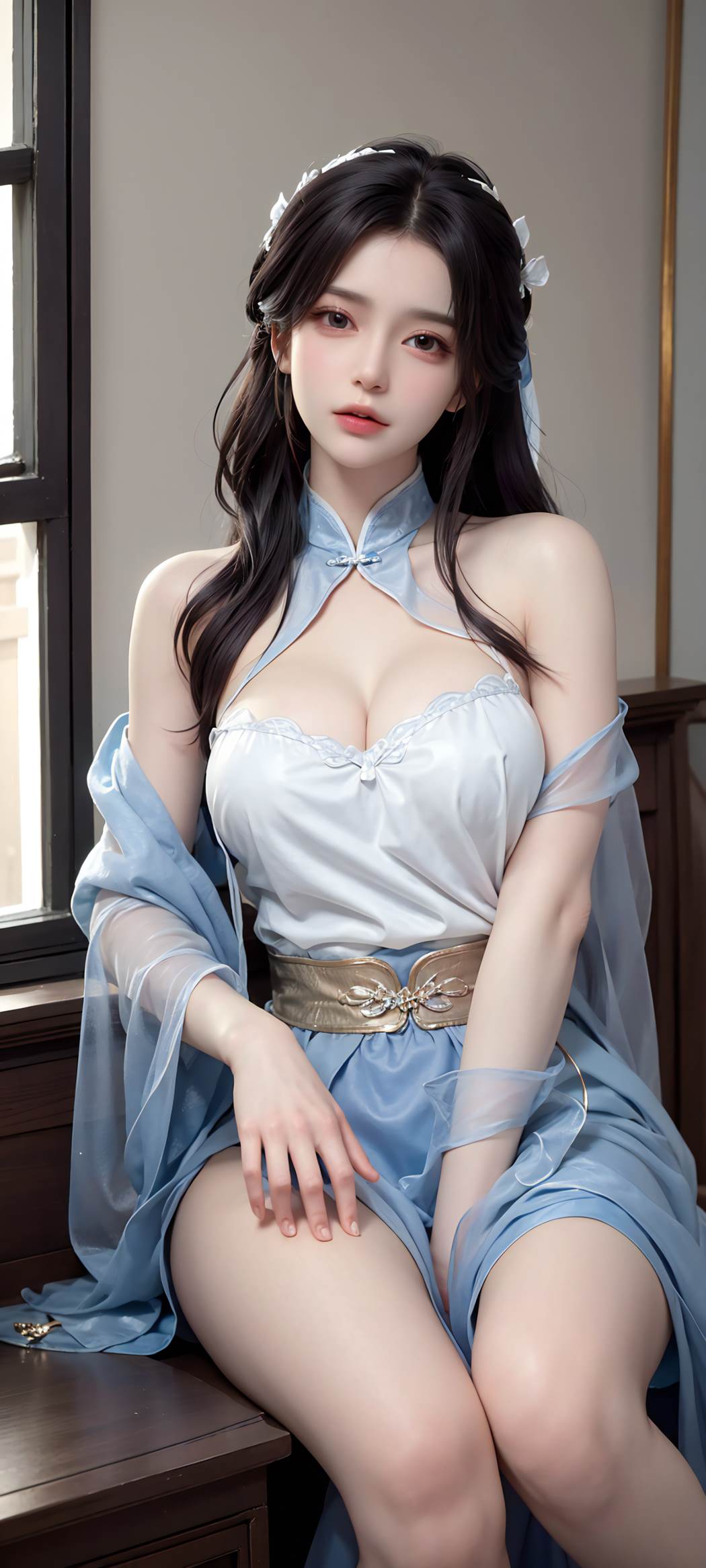 图片[26]-AI绘画 732 蓝色裙摆[56P] – 速更版-美库