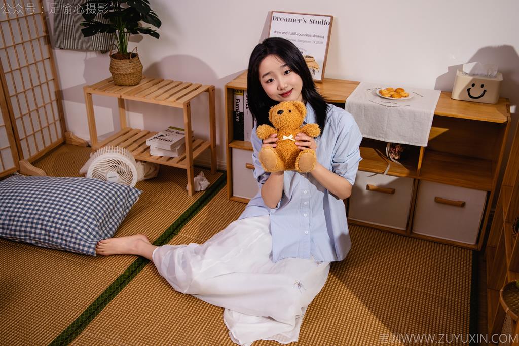 图片[50]-足愉心 NO.023 奶芙（搭配：蓝色衬衫、白色长裙、帆布鞋、白色棉袜、裸足）[110P] – 速更版-美库