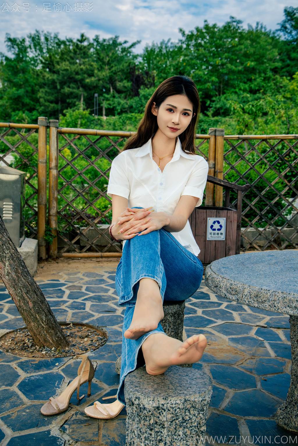 图片[80]-足愉心 NO.048 沐晴（搭配：白衬衣、牛仔长裤、肉色丝袜、浅色高跟鞋）[80P] – 速更版-美库