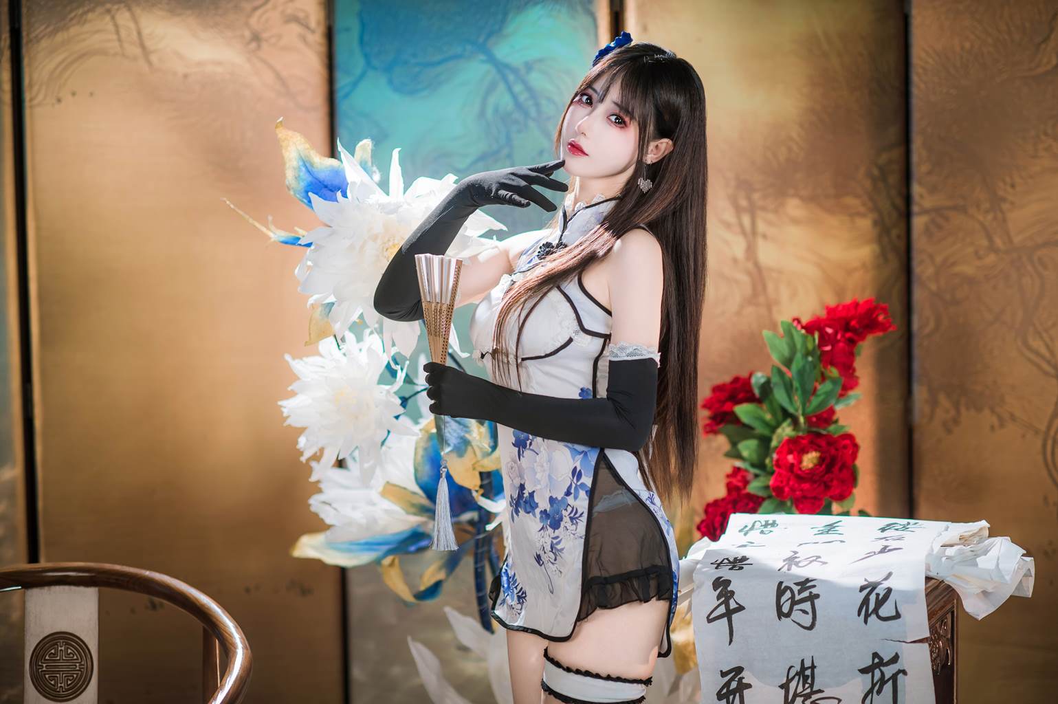 图片[25]-羽生三未图集 – 瓶儿 青花瓷旗袍[25P] – 速更版-美库