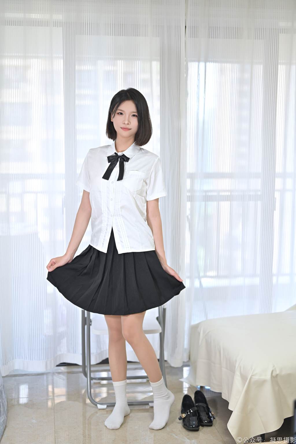 图片[64]-凝思摄影 NO.028 小睿-制服、连裤肉丝、短白袜、小皮鞋[142P] – 速更版-美库