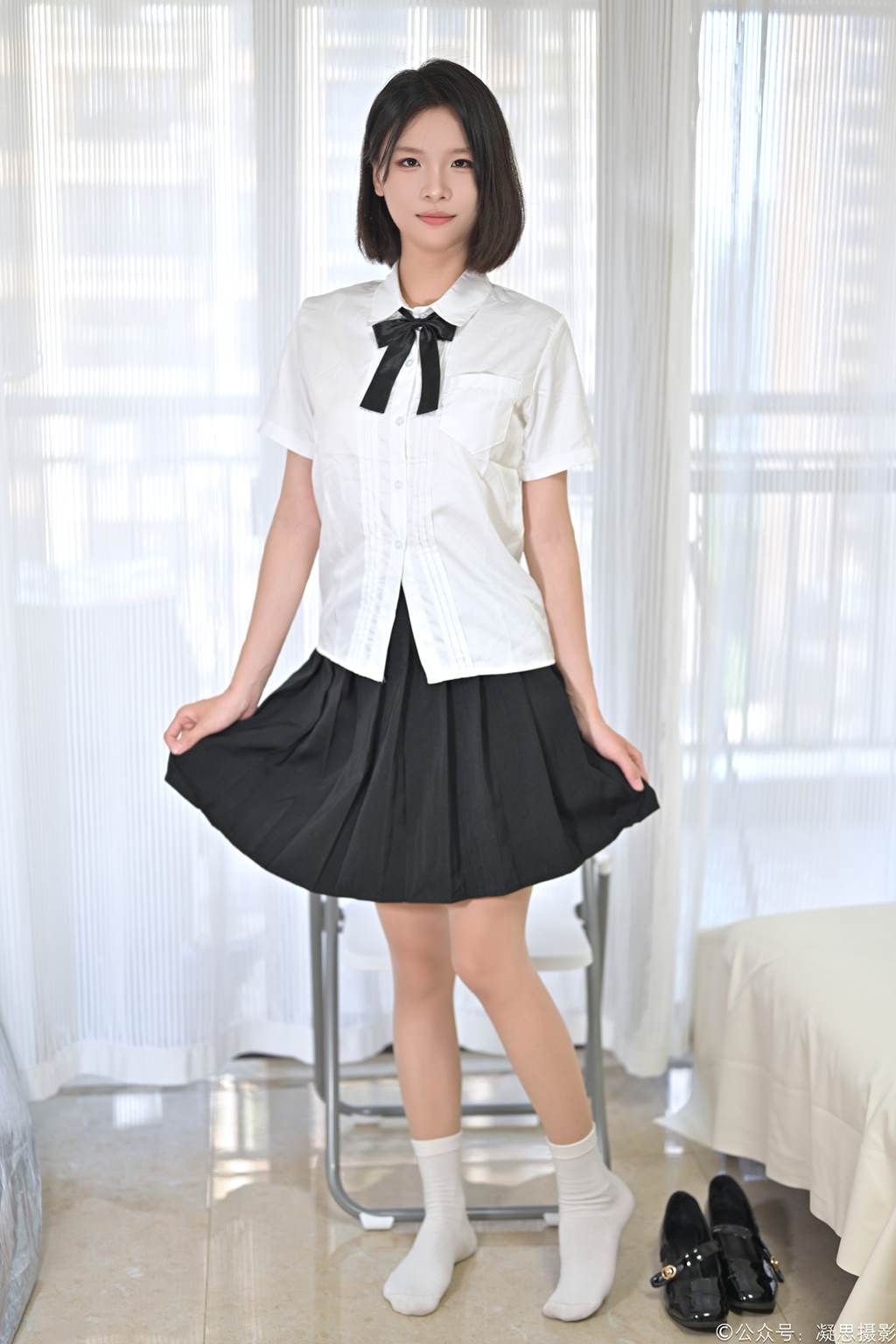 图片[65]-凝思摄影 NO.028 小睿-制服、连裤肉丝、短白袜、小皮鞋[142P] – 速更版-美库