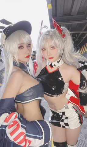 瓜希酱 & Momoko葵葵 碧蓝航线-欧根&企业-赛车女郎[58P]