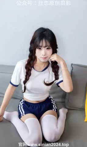 丝恋摄影 NO.056 小梦-经典蓝白体操服 厚白丝袜 白色帆布鞋[197P]