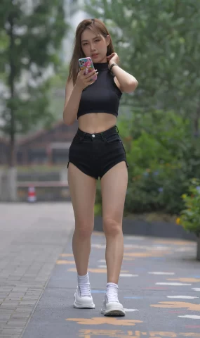 唯美街拍 NO.990 黑色牛仔热裤美女（三） [92P]