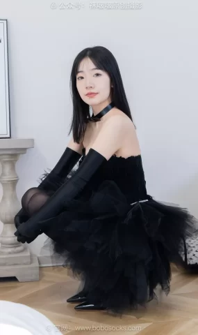 [BoBoSocks袜啵啵]NO.487 小甜豆 高跟鞋、油亮厚黑丝、黑色丝手套[100P]