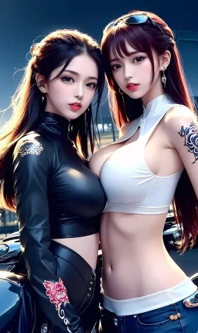 AI绘画 455 机车少女[89P]