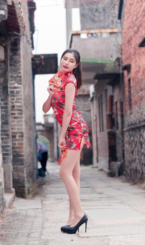 唯美街拍 NO.1135 極品絲族美腿高叉旗袍古村行 (4) [74P]