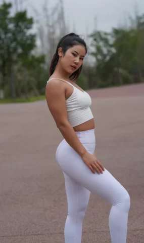 唯美街拍 NO.1063  白色仅身瑜伽裤 (5)[98P]