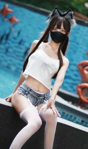 三水子  – 猫猫蓝白彼基尼[12P]