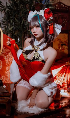 二佐Nisa – 碧蓝 柴郡旗袍[29P]